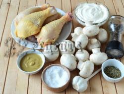Куриные ножки с грибами в духовке рецепт с фото Вкусно приготовить куриные голени с грибами